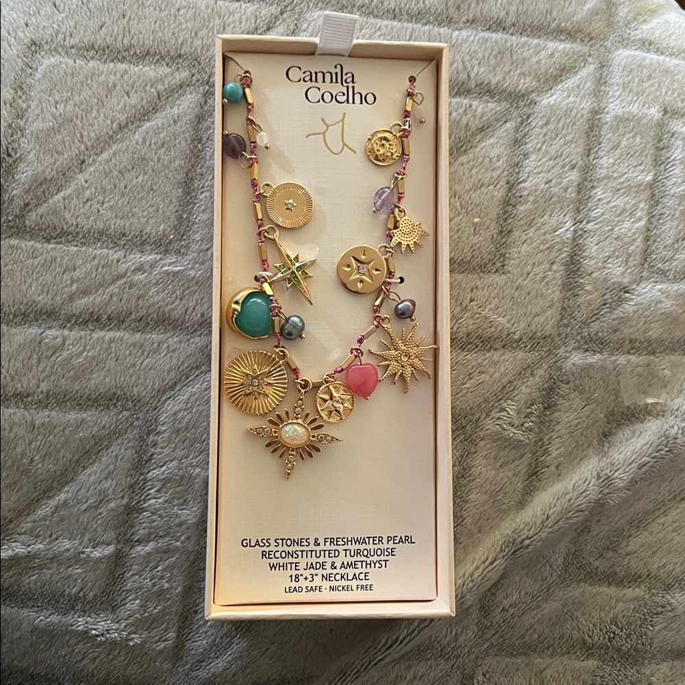 Camila Coelho Gold and Multicolor Charm Necklace